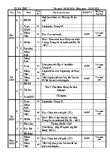 Kế hoạch bài dạy môn các môn học Lớp 4 - Tuần 7