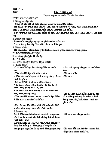 Kế hoạch bài dạy môn Tiếng Việt 4 - Tuần 20