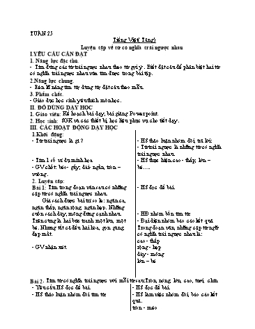 Kế hoạch bài dạy môn Tiếng Việt 4 - Tuần 25