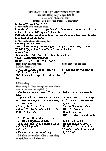 Kế hoạch bài dạy môn Tiếng Việt Lớp 1 - Bài: Nếu không may bị lạc (Tiết 3) - Phạm Thị Huệ