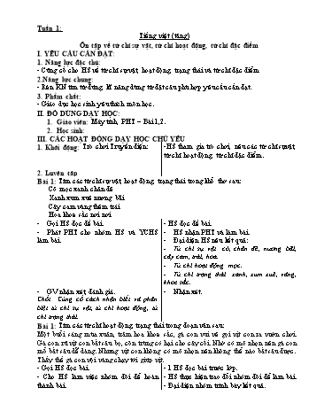 Kế hoạch bài dạy môn Tiếng Việt Lớp 3 - Tuần 1