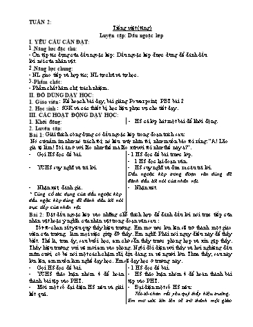 Kế hoạch bài dạy môn Tiếng Việt Lớp 3 - Tuần 2