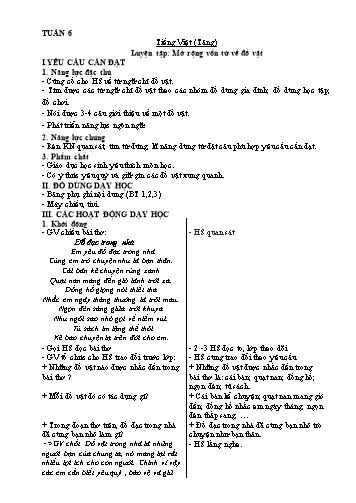Kế hoạch bài dạy môn Tiếng Việt Lớp 3 - Tuần 6