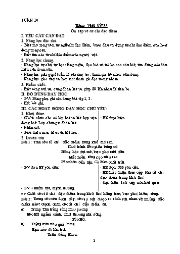 Kế hoạch bài dạy môn Tiếng Việt Lớp 4 - Tuần 10