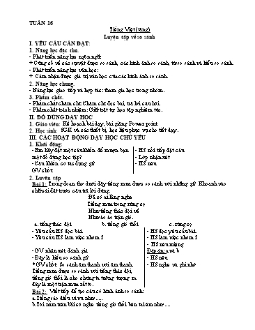 Kế hoạch bài dạy môn Tiếng Việt Lớp 4 - Tuần 16