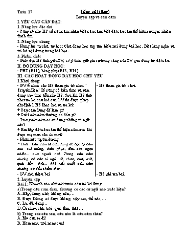 Kế hoạch bài dạy môn Tiếng Việt Lớp 4 - Tuần 17