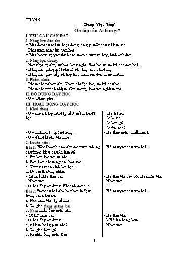 Kế hoạch bài dạy môn Tiếng Việt Lớp 4 - Tuần 9