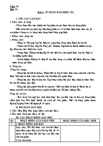 Kế hoạch bài dạy môn Tin học 3 (Kết nối tri thức) - Bài 5: Sử dụng bàn phím