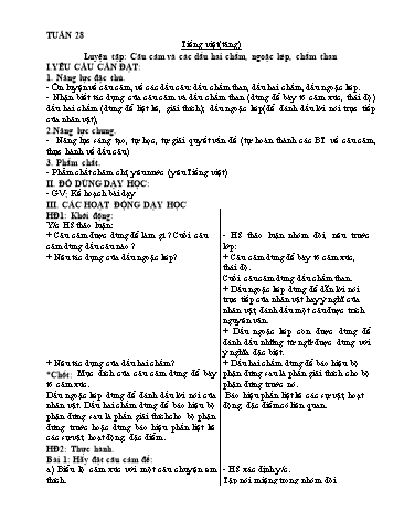 Kế hoạch bài dạy Phụ đạo môn Tiếng Việt 4 - Tuần 28