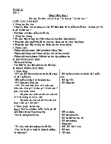 Kế hoạch bài dạy Phụ đạo môn Tiếng Việt 4 - Tuần 35