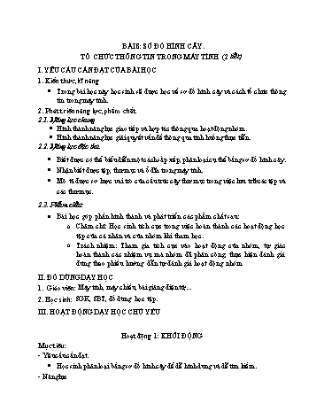 Kế hoạch bài dạy Tin học 3 - Bài 8: Tổ chức thông tin trong máy tính (2 tiết)