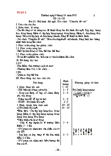 Kế hoạch bài dạy Tin học + Công nghệ + Thể dục Lớp 3, 5 - Tuần 6 - Năm học 2023-2024