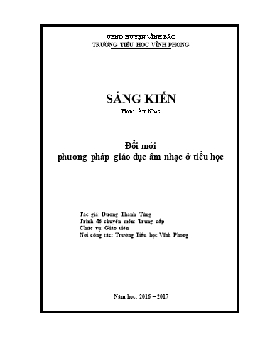 Sáng kiến kinh nghiệm Đổi mới phương pháp giáo dục âm nhạc ở tiểu học
