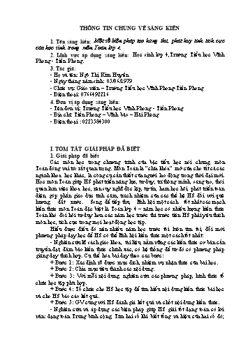 Sáng kiến kinh nghiệm Một số biện pháp tạo hứng thú, phát huy tính tích cực của học sinh trong môn Toán Lớp 4