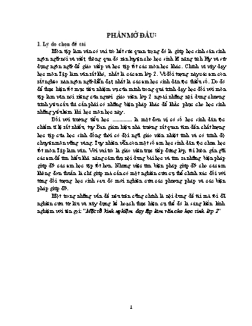 Sáng kiến kinh nghiệm Một số kinh nghiệm dạy tập làm văn cho học sinh Lớp 2
