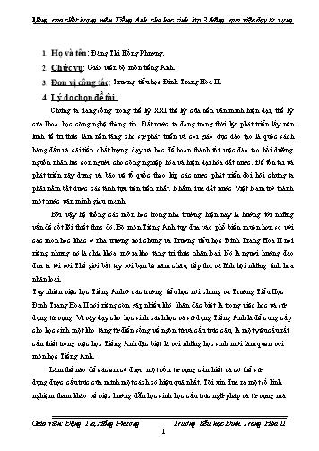 Sáng kiến kinh nghiệm Nâng cao chất lượng môn Tiếng Anh cho học sinh Lớp 3 thông qua việc dạy từ vựng