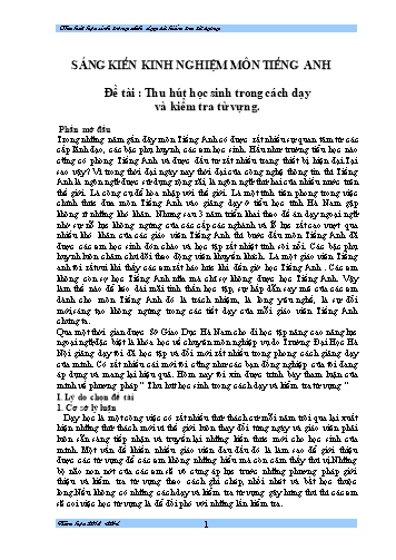 Sáng kiến kinh nghiệm Thu hút học sinh trong cách dạy và kiểm tra từ vựng