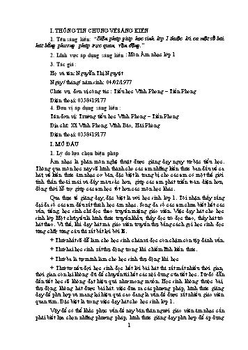 SKKN Biện pháp giúp học sinh Lớp 1 thuộc lời ca một số bài hát bằng phương pháp trực quan, vận động
