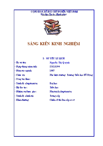 SKKN Một số biện pháp nhằm nâng cao chất lượng môn Toán Lớp 4 - Trường Tiểu học Đỗ Động - Thanh Oai - Hà Nội hiện nay