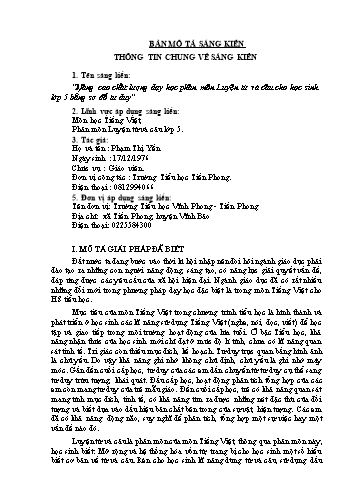 SKKN Nâng cao chất lượng dạy học phân môn Luyện từ và câu cho học sinh Lớp 5 bằng sơ đồ tư duy